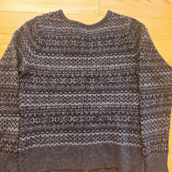 Eddie Bauer Womens Grey Fair Isle Lambs Wool Cashmere Cardigan Sweater Beaded M - Picture 8 of 12